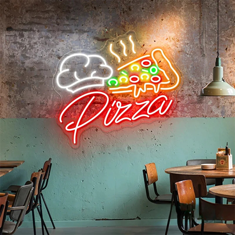 Pizza Hat Neon Sign – Custom LED Fast Food Wall Decor