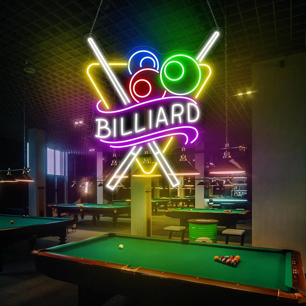 Pool Hall Neon Sign – Custom LED Billiards Wall Art