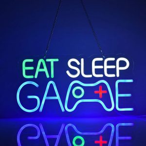 EAT SLEEP GAME Neon Sign – LED Gaming Room & Man Cave Decor