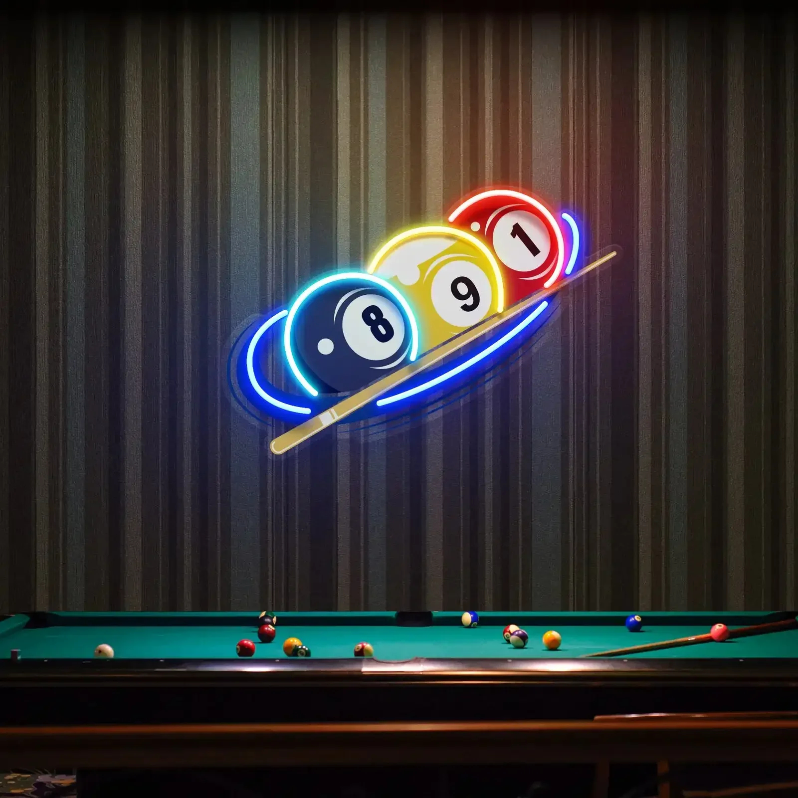 Billiards LED Neon Sign – Custom Acrylic Wall Decor for Game Rooms & Bars