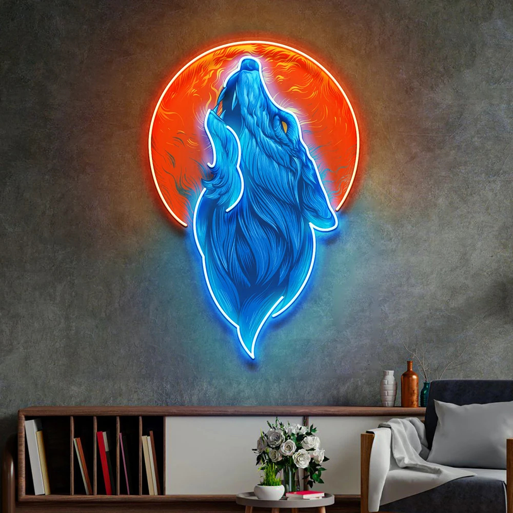 Colorful Wolf LED Neon Sign – Cute Anime Pop Art Wall Light - Image 3