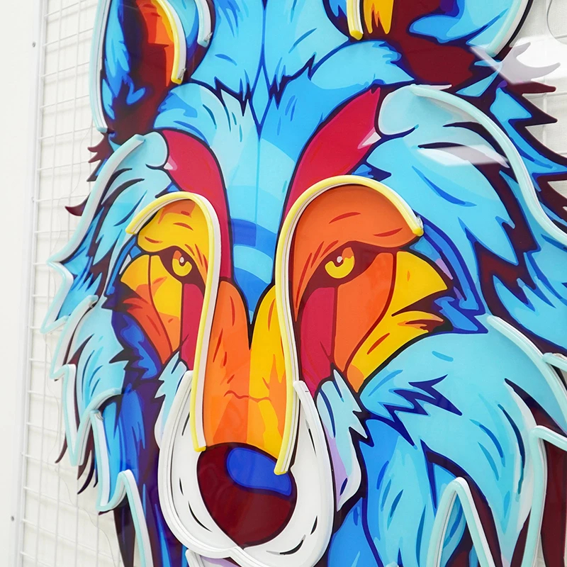Colorful Wolf LED Neon Sign – Cute Anime Pop Art Wall Light - Image 9