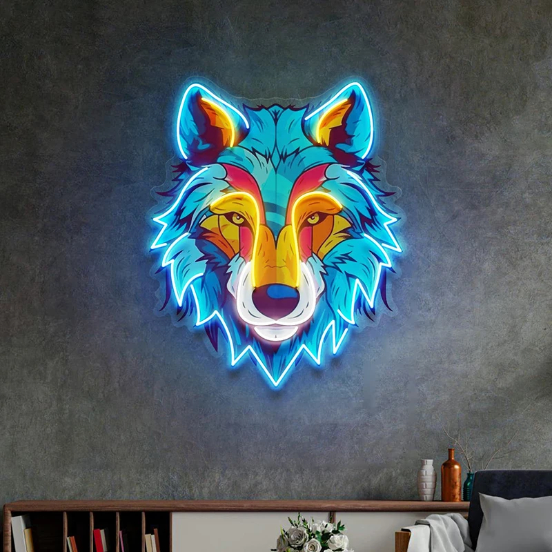 Colorful Wolf LED Neon Sign – Cute Anime Pop Art Wall Light - Image 17