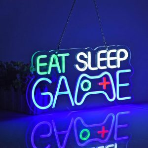 EAT SLEEP GAME Neon Sign – LED Gaming Room & Man Cave Decor