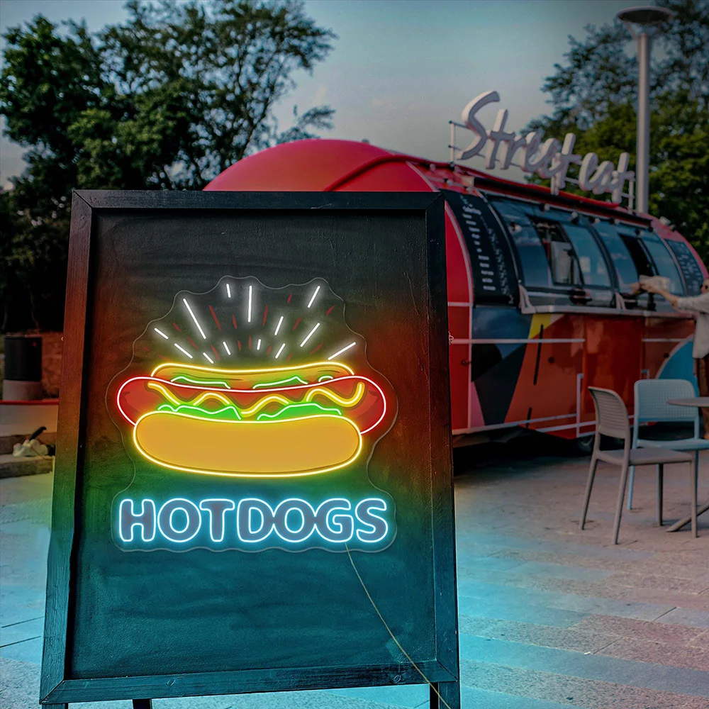 Hotdogs Neon Sign – Custom LED Fast Food Shop & Restaurant Wall Decor - Image 3