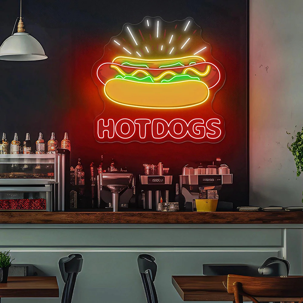 Hotdogs Neon Sign – Custom LED Fast Food Shop & Restaurant Wall Decor - Image 4