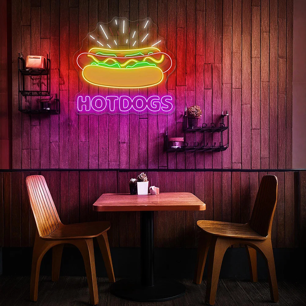 Hotdogs Neon Sign – Custom LED Fast Food Shop & Restaurant Wall Decor - Image 5