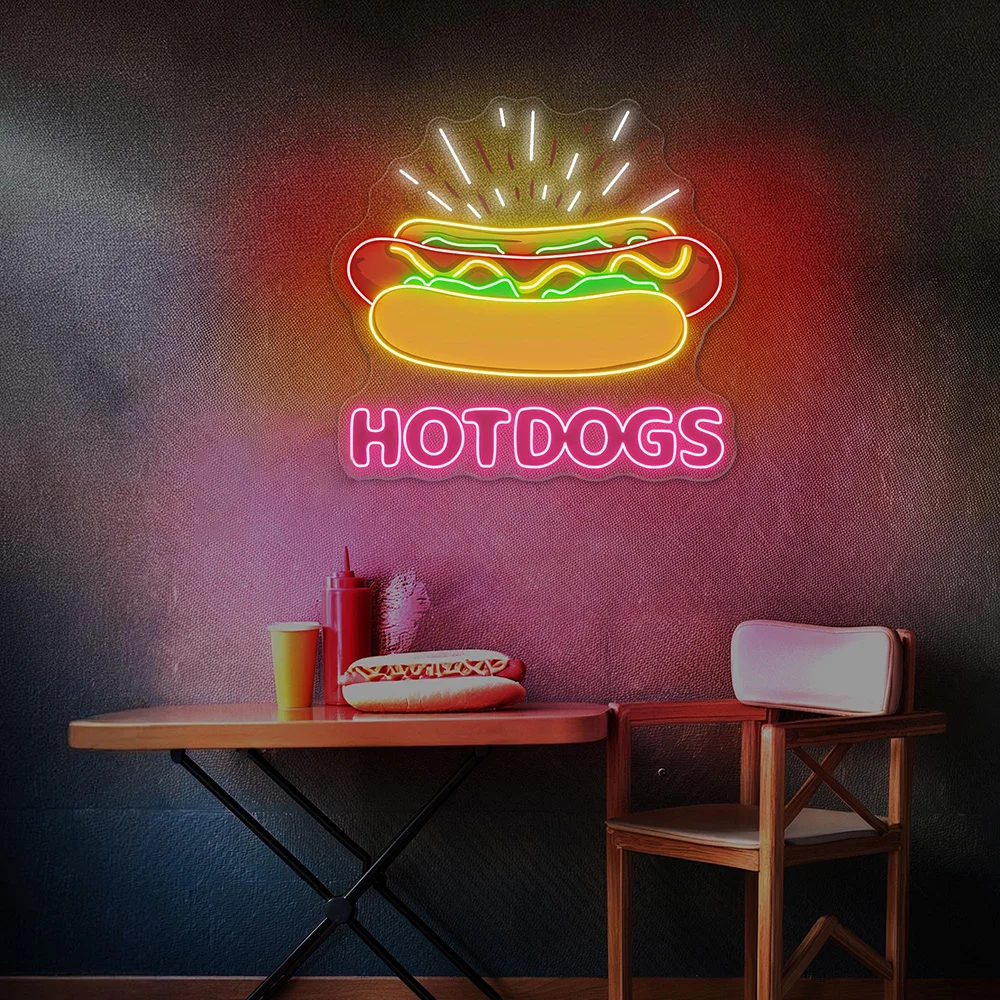 Hotdogs Neon Sign – Custom LED Fast Food Shop & Restaurant Wall Decor - Image 6