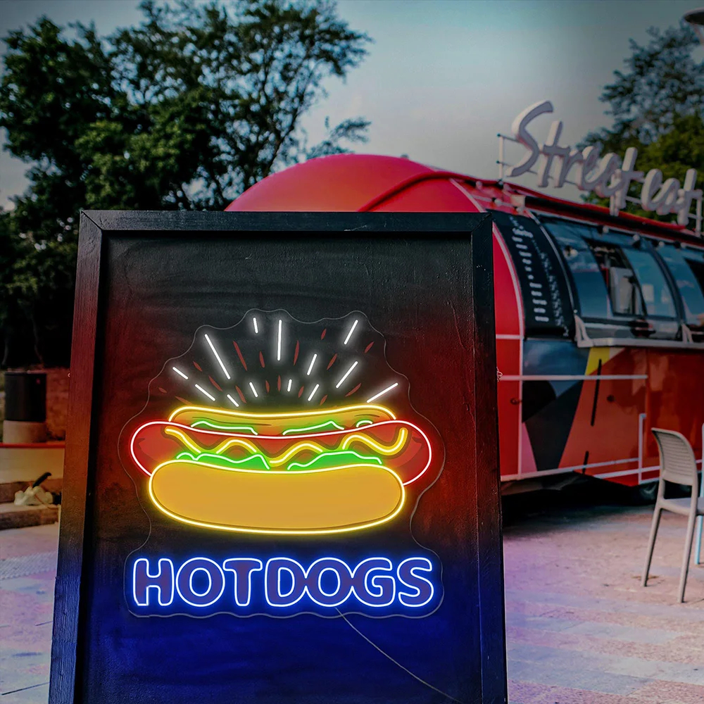 Hotdogs Neon Sign – Custom LED Fast Food Shop & Restaurant Wall Decor - Image 8