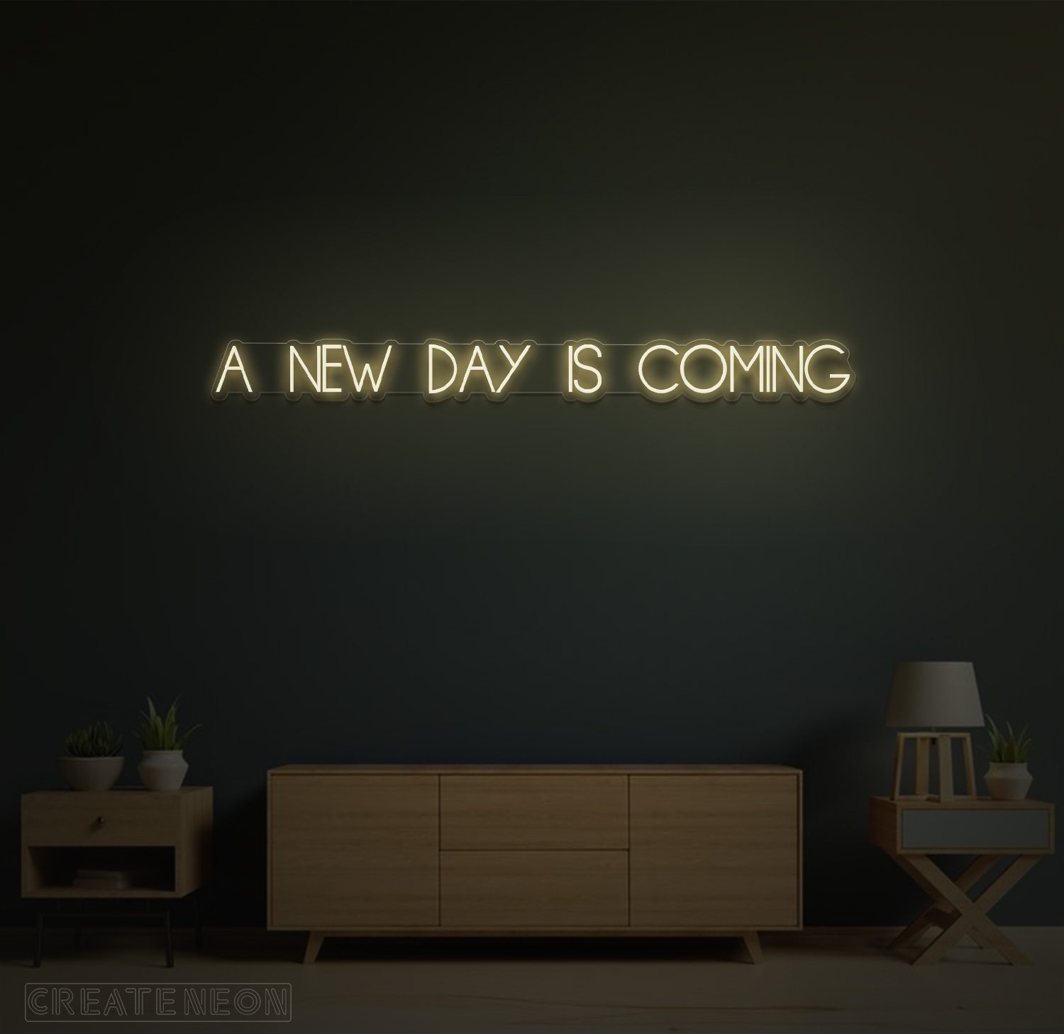 A New Day Is Coming neon sign warm white light