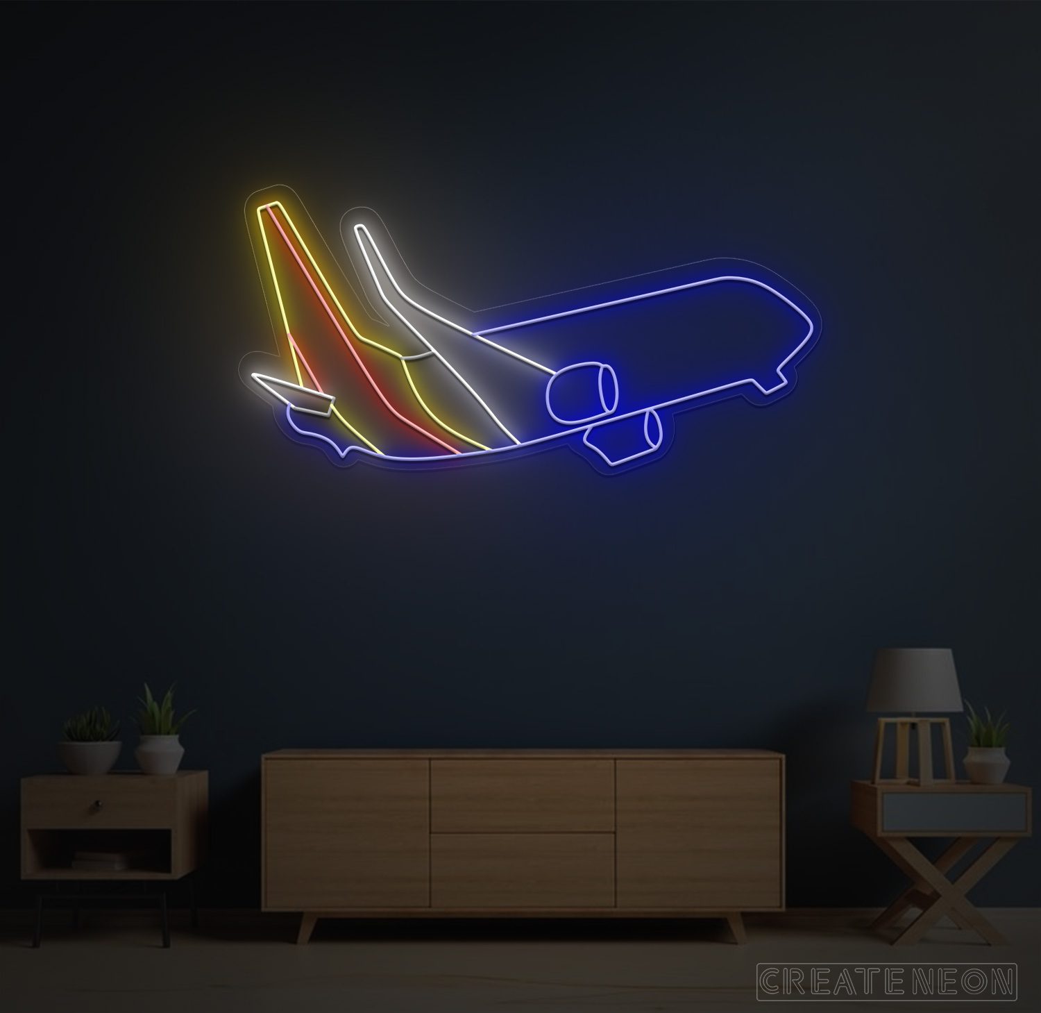 Airplane Neon Sign for Bedroom Wall Décor