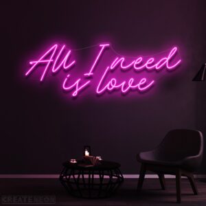 All I Need Is Love Italic Neon Sign | Romantic LED Wall Art