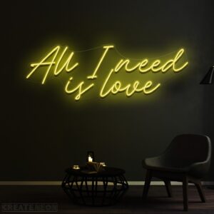 All I Need Is Love Italic Neon Sign | Romantic LED Wall Art