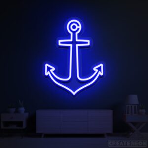 Anchor Ship Neon Sign | Nautical LED Wall Art for Home, Bar & Office Decor