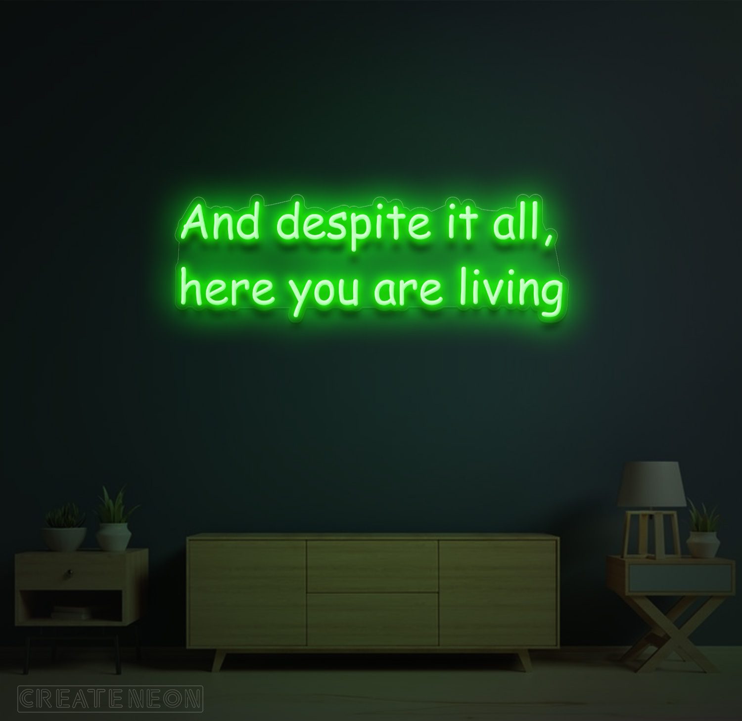 And Despite It All Here You Are Living” Neon Sign – Inspirational LED Wall Art - Image 11