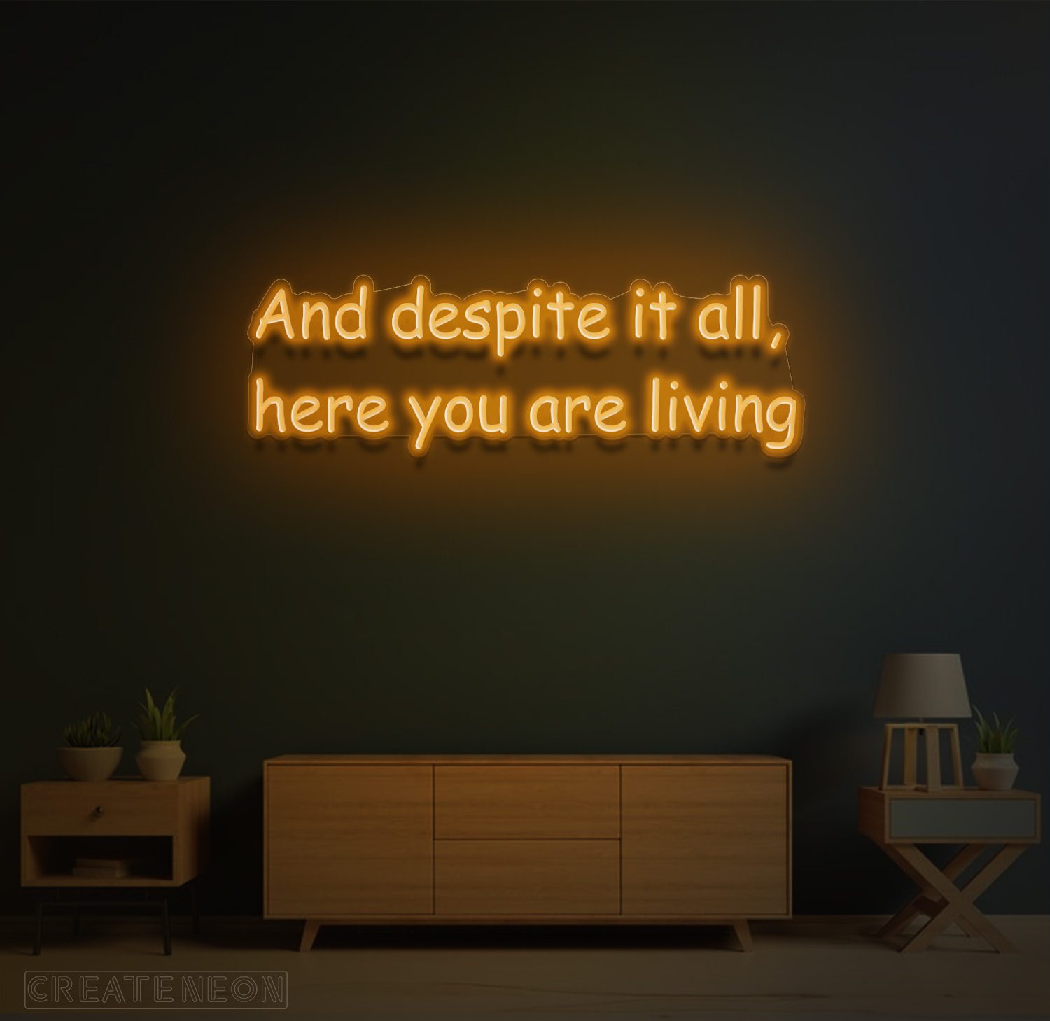 And Despite It All Here You Are Living” Neon Sign – Inspirational LED Wall Art - Image 6