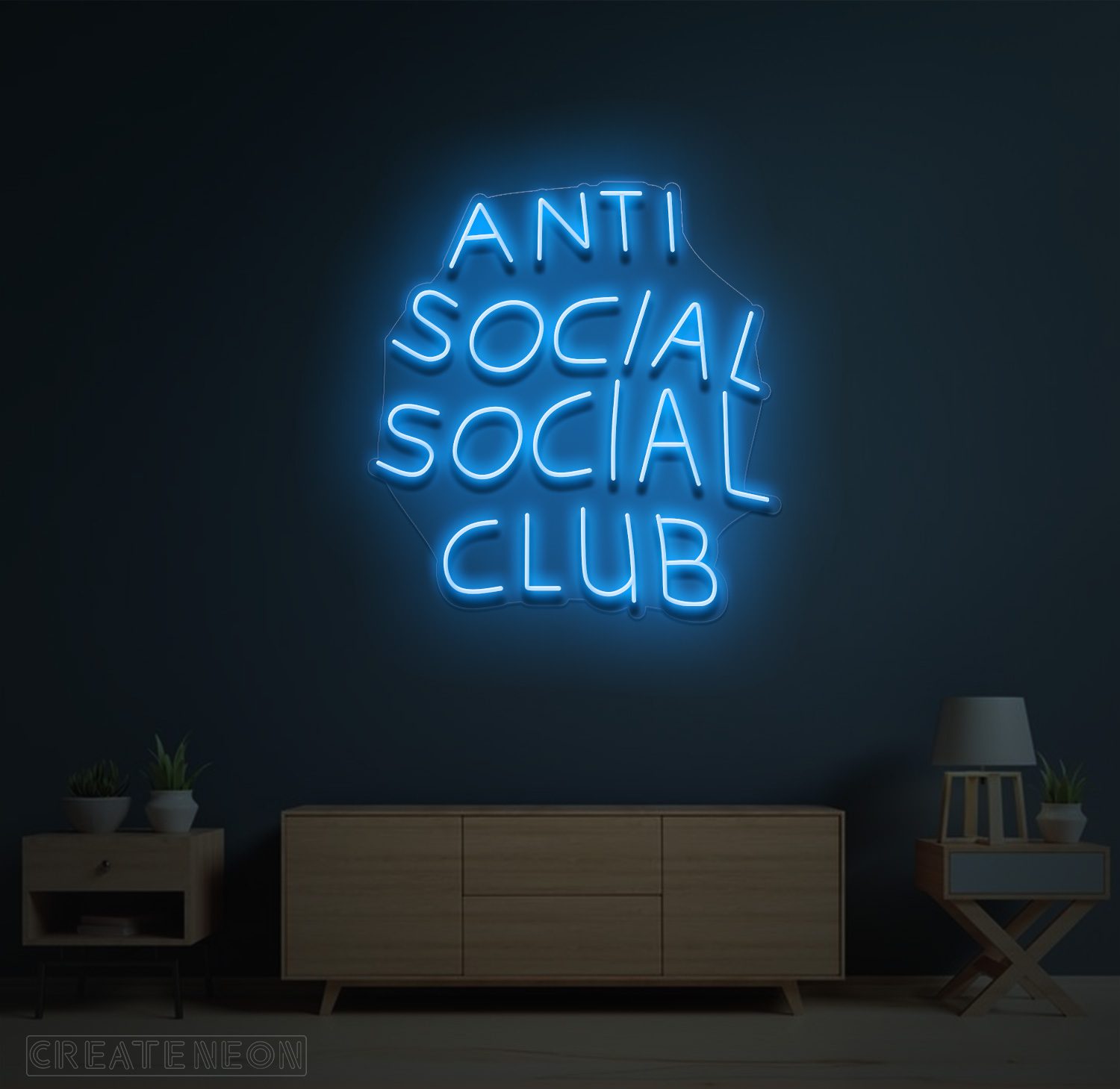 Anti Social Social Club Neon Sign – Light Blue LED Neon Light
