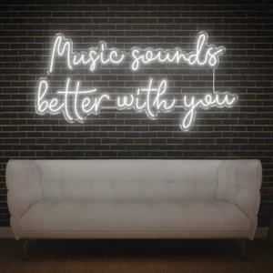 Music Sounds Better With You LED Neon Sign – Romantic Neon Wall Light for Bedroom, Studio & Bars