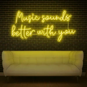 Music Sounds Better With You LED Neon Sign – Romantic Neon Wall Light for Bedroom, Studio & Bars