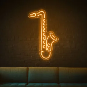 Saxophone LED Neon Sign – Jazz Music Wall Light for Bars, Studios & Home Decor