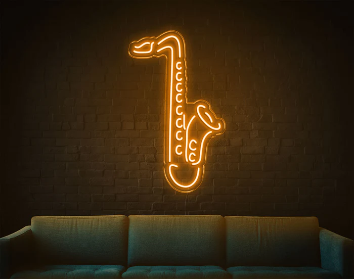 saxophone led neon sign orange light