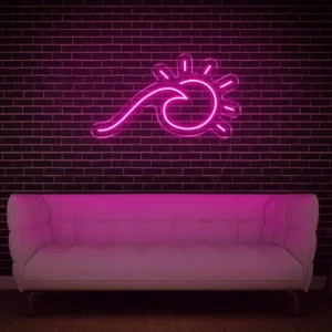 Wave and Sun LED Neon Sign – Beach Vibes Surf Wall Light for Home & Café Décor